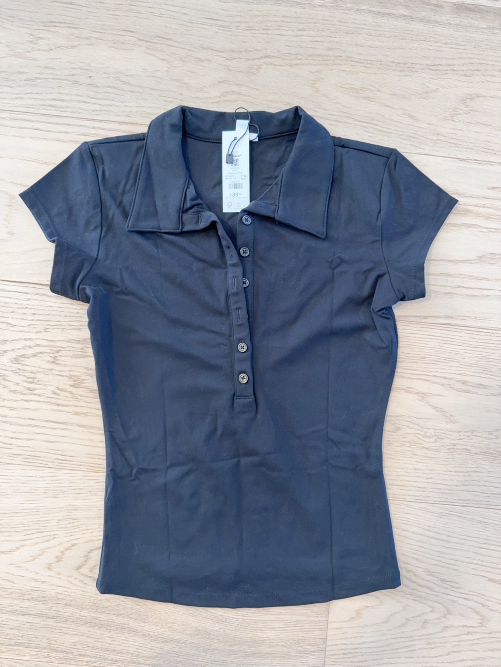 NWT 100091765 sleek polo tee jet black S